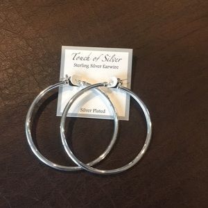 Large silver plated hoop earrings